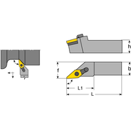 Tool holder MVJN-L 2020 K16, setting angle 93°, for turning inserts VNM..1604..