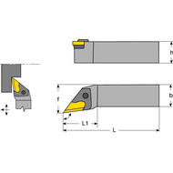 Tool holder CKJN-R 2020 K16, setting angle 93°, for turning inserts KNUX1604..