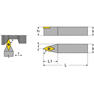 Tool holder SVVB-N 2020 K16, set. angle 72,5°, for turning inserts VBM..1604..