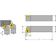 Tool holder SCLC-R 1010 E06, setting angle 95°, for turning inserts CC..0602..