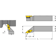 Tool holder SVJC-R 2020 K16, setting angle 93°, for turning inserts VC..1604..