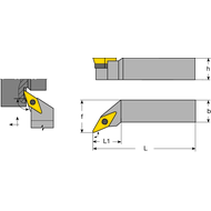 Tool holder SVXC-R 2020 K16, setting angle 112°, for turning inserts VC..1604..