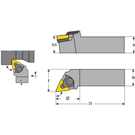 Tool holder MTJN-L 2020 K16, setting angle 93°, for turning inserts TNM.1604..