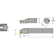 Boring bar S25T SVUB-R-16 setting angle 93°, for turning inserts VBM.1604..