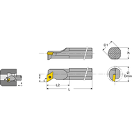 Boring bar A10H SDUC-L-07 setting angle 93°, for turning inserts DC..0702.., IC