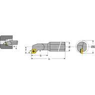 Miniature boring bar E04 SCLD-R 04 AX; setting angle 95°, for CD.T 0401..