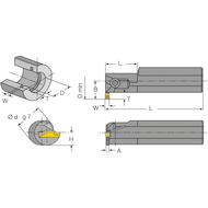 Boring bar DGI-L-20-3 (longitudinal turning and grooving, internal) W=3mm