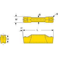 Recessing insert DGT-N 3,00-0,40 DC7400 (longitudinal turning, grooving) W=3mm