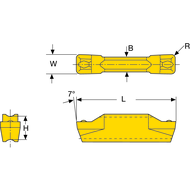 Cutting insert DGTI-N 3,00-0,40 DC7400 (intern. long. turning, grooving) W=3mm