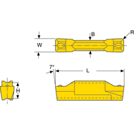 Cutting insert DD-FT 4E-04L DC7400 left (axial grooving, long. turning) W=4mm