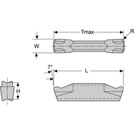 Cutting insert DD-C-2 DC554 (parting-off and grooving) two-sided, W=2mm