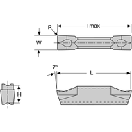 Cutting insert DD-J-2 DC554 (parting-off and grooving) two-sided, W=2mm