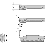 Cutting insert DS-J-2-6R DC554 right (deep groov. + parting-off) one-sided W=2mm