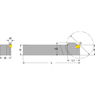 Tool holder KGTH-R 2525-3 (parting-off and grooving, for inserts KGT.3) max 52mm