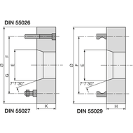 Flange for DIN55027/KK6 lathe chuck 200mm,