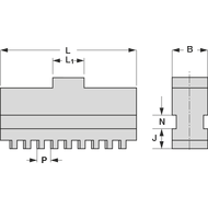 Base jaws, hardened, for four-jaw lathe chuck no. 4050030100 (100mm)