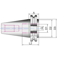 Hydraulic expansion chuck DIN69871AD SK40, 20mm ultra-short version