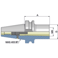 Adapter sleeve (DIN6364) MAS403AD BT40, MK1 A=50mm