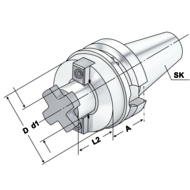 Quernut-Aufsteckdorn BT 40 - 16 - 40 ISO 7388-2 JD/JF mit Plananlage