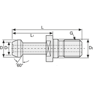 Pull stud MAS BT30 60°, without bore