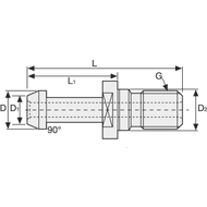Pull stud MAS BT40 90°, with bore