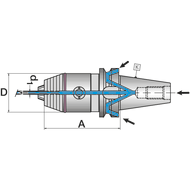 NC short drill chuck MAS403ADB BT40, 0,5-13mm with spur gear system