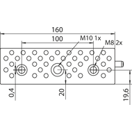 Clamping jaw with positioning pins, M10 1x / M8 2x movable, BB160