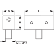 Fixed jaw for multi-clamping slide rails, 22x22x15mm incl. slot nut, smooth