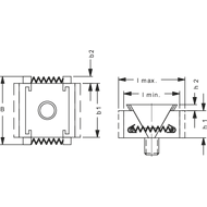 Wedge clamp for multi-clamping slide rail Bxh1 22x15 mm incl. slot nut, grooved