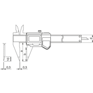 Pointed sliding calliper, digital 150 mm (0.01 mm) IP67