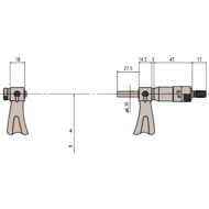 Outside micrometer 0-25mm (0,01mm) D18 for thread measuring inserts