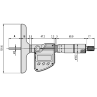 Depth micrometer 0-150mm (0.001mm) digital bridge 100x16mm, with 6 inserts