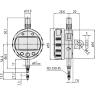 Digital dial indicator 12,7mm 0,001/0,01mm ID-C with max/min hold mode