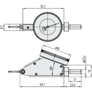 Lever dial indicator 1.6 mm (0.01 mm) scale 0-40-0, external ring 39 mm inclined