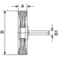 Round brush 20x4mm with shank 6mm, made of stainless steel wire 0,20mm