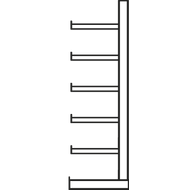 Cant. single shelf 2000x2700x500mm, 3 stands, 6 arms each, arm load cap. 200kg