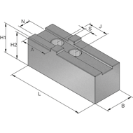 Top jaws, soft, cross tenon C15, 40x80x125mm (3)