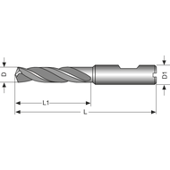 Solid carbide high-performance drill 5xD 9.5 mm IC D1=HB TiAlN