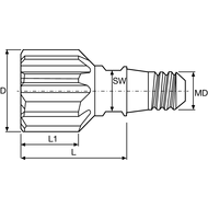 Ex. head reamer, SC, sz. 6 Ø10 mm H7 with IC axial, TiAlN (P, K), Wr. width 6