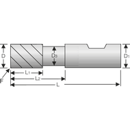 Alu-drill groove mil. cutter SC 45° 16 mm L2=42 mm, Z=2, HB, edge chamfer, TAC