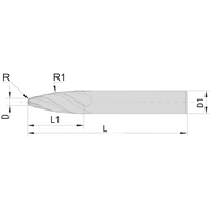Circle segment milling cutter SC Ø2.0x24x70 mm, R1/95 Z4 tangential AlTiN