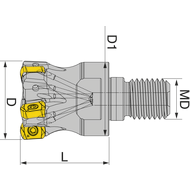 Screw-in milling cutter TETRAFEED 16320 32mm/M16 for 5 x XNKU 06…