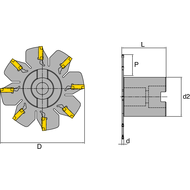 Disc milling cutter with thread 80 x M16, ap= 2mm, for 4 x GELCG..192002