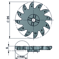 Cutting insert X1250.X150.01 Slot milling b=1.5 /tmax=16.5 mm, Z=12 K10F