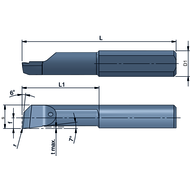 Cutting insert LX050.1-5R05 internal turning 4 mm a=0.9 L1=5 Dmin=1.0 mm P18C