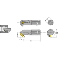 Miniature boring bar E0406 SV95C-R 05 AX; setting angle 50°, for VC.T 0501..