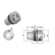 Hydraulic expansion clamp unit Type ECOGRIP-12/ER20-25 Ø12 mm with female thread