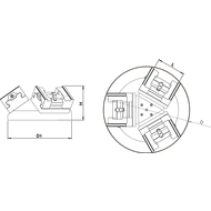 3-place pyramid, incl. 3 pcs. cent. clamp. vices RS75-125 / DMU40/110° w/o jaws