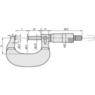 Outside micrometer 0-25mm (0,01mm) sturdy, with ratchet