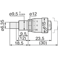 Einbaumessschraube 0-6,5mm (0,01mm) ohne Spannmutter, Trommel-ø 15mm